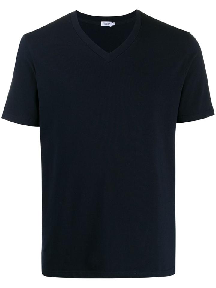 Filippa-k V-neck Roll Hem T-shirt - Blue