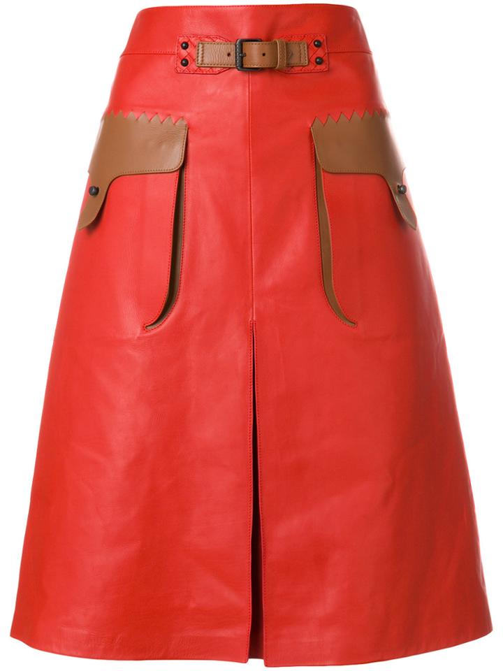 Bottega Veneta Contrast Pocket A-line Skirt - Yellow & Orange