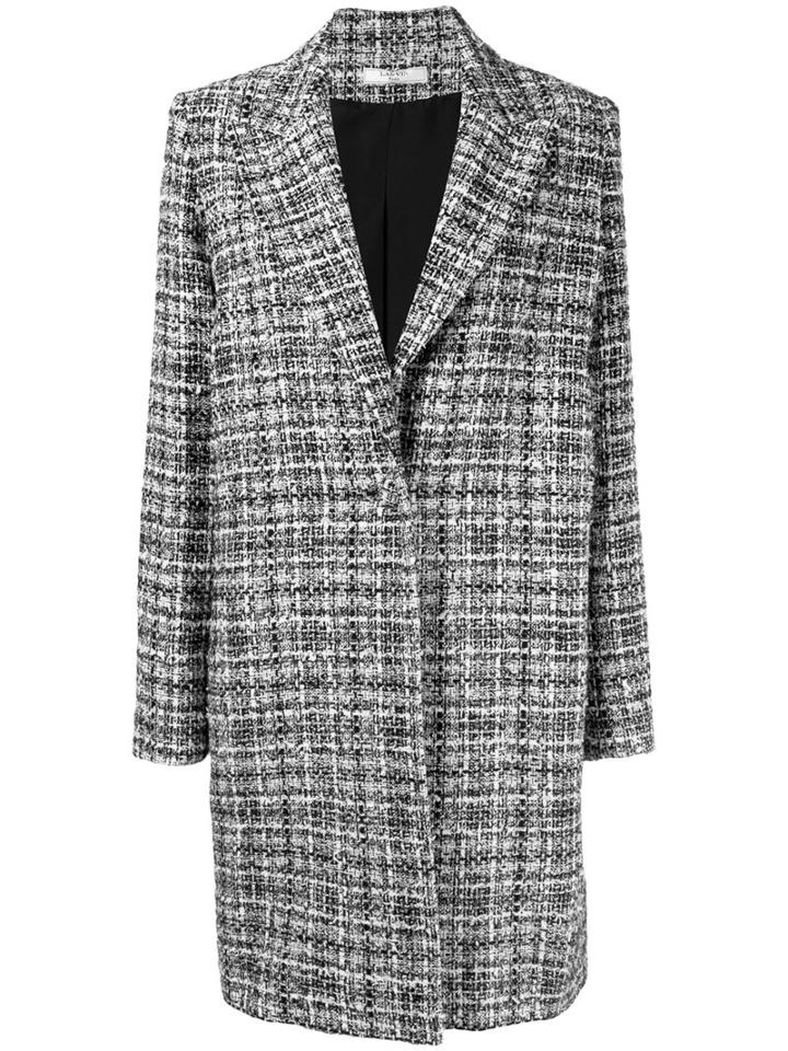Lanvin Boxy Tweed Coat, Women's, Size: 42, Black, Cotton/acrylic/polyamide/silk