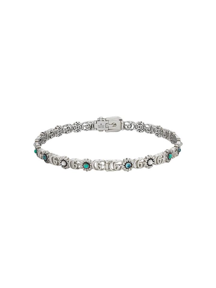 Gucci Double G Flower Choker In Silver
