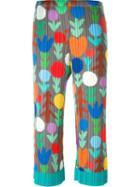 Pleats Please By Issey Miyake Pleated Stylized Print Trousers, Women's, Size: 4, Polyester