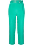 Max & Moi Eyelet Detail Cropped Trousers - Green