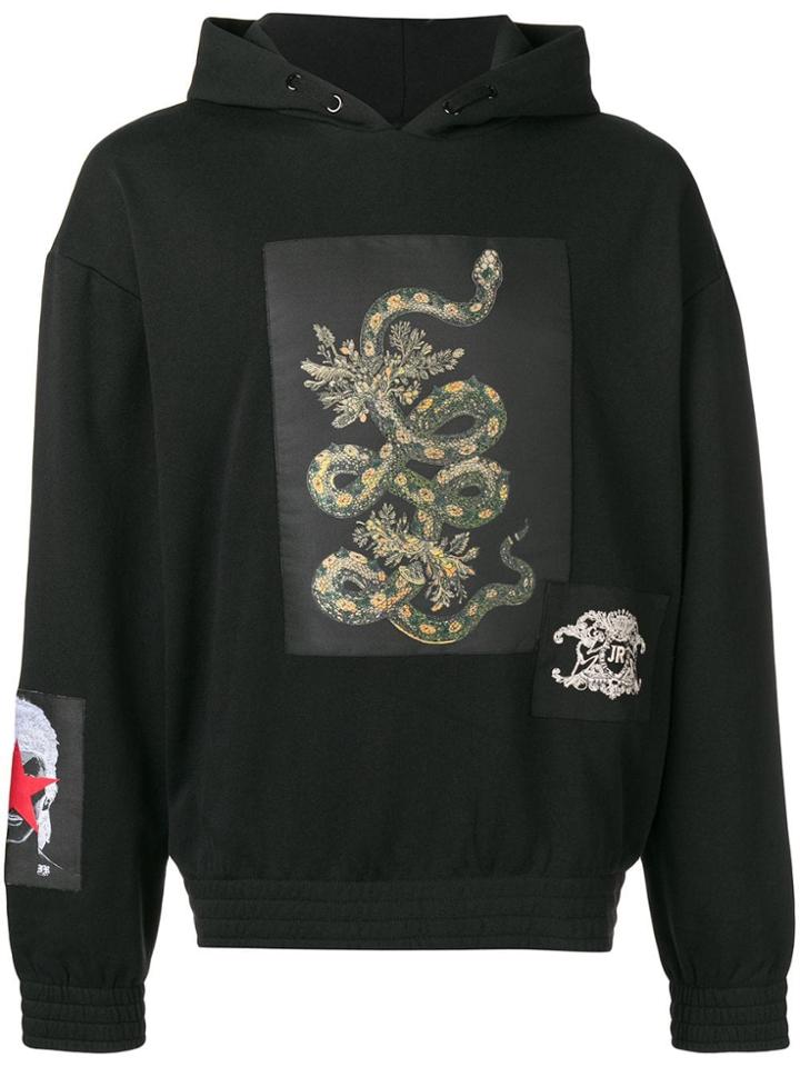 John Richmond Snake Print Hoodie - Black