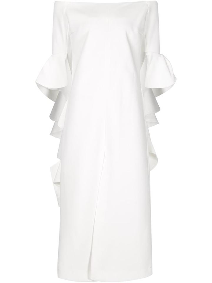 Ellery Ruffled Off Shoulder Dress, Women's, Size: 2, White, Polyester