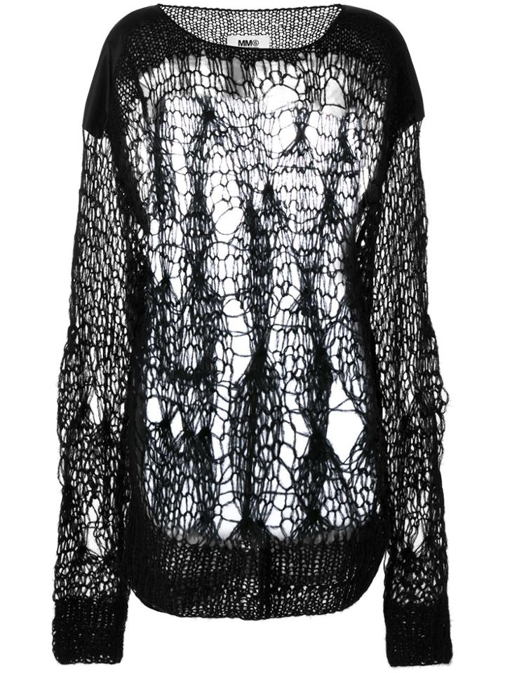 Mm6 Maison Margiela Spider Web Knitted Jumper - Black