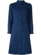 A.p.c. Belted Shirt Dress, Women's, Size: 36, Blue, Linen/flax/cotton