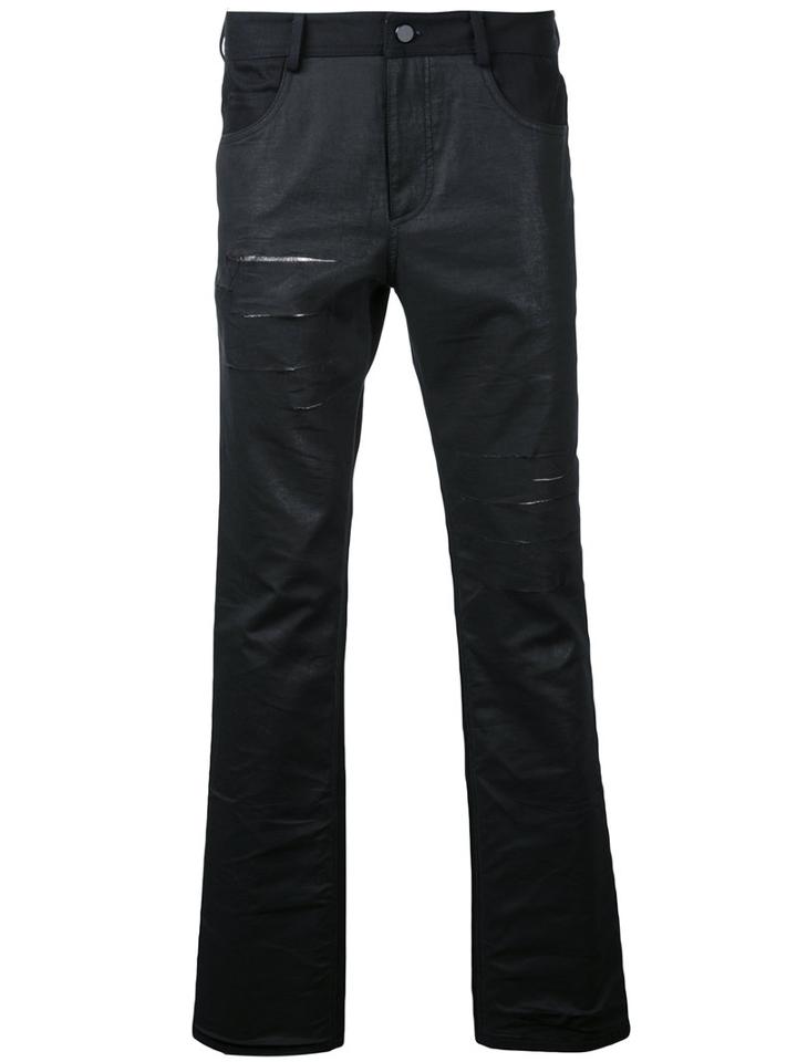 General Idea Distressed Slim-fit Jeans, Men's, Size: 46, Black, Cotton/polyester/spandex/elastane