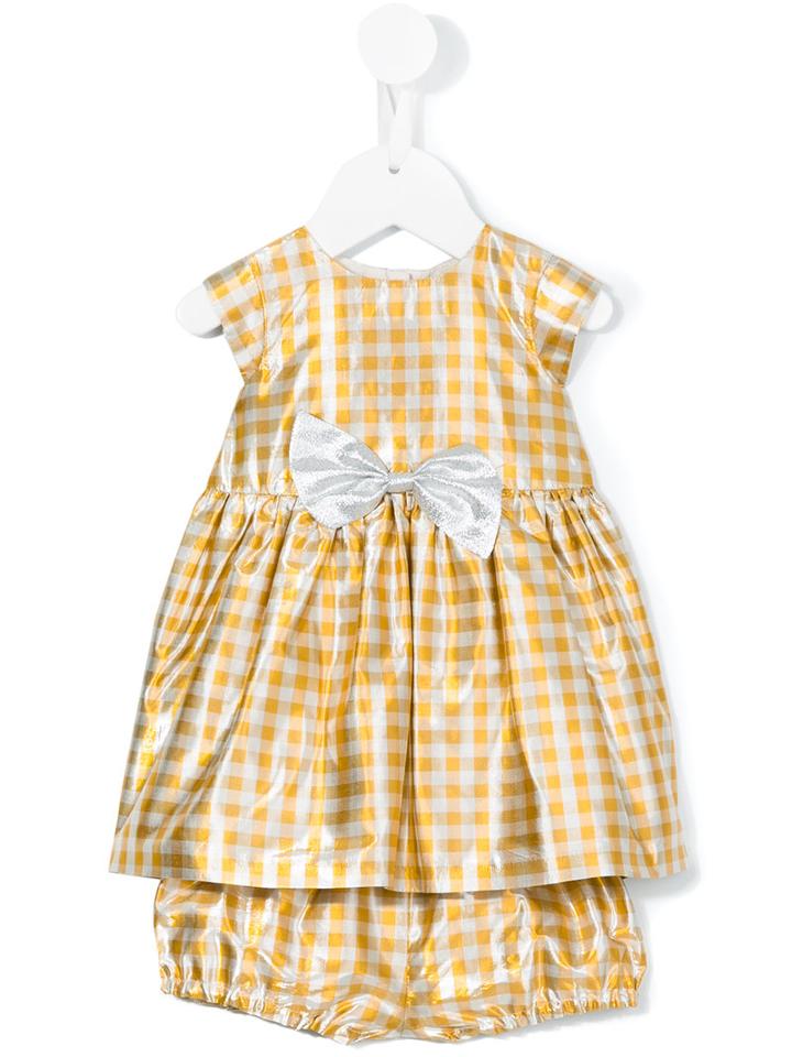 Hucklebones London - Gingham Lamé Dress - Kids - Silk/lurex - 12 Mth, Yellow/orange