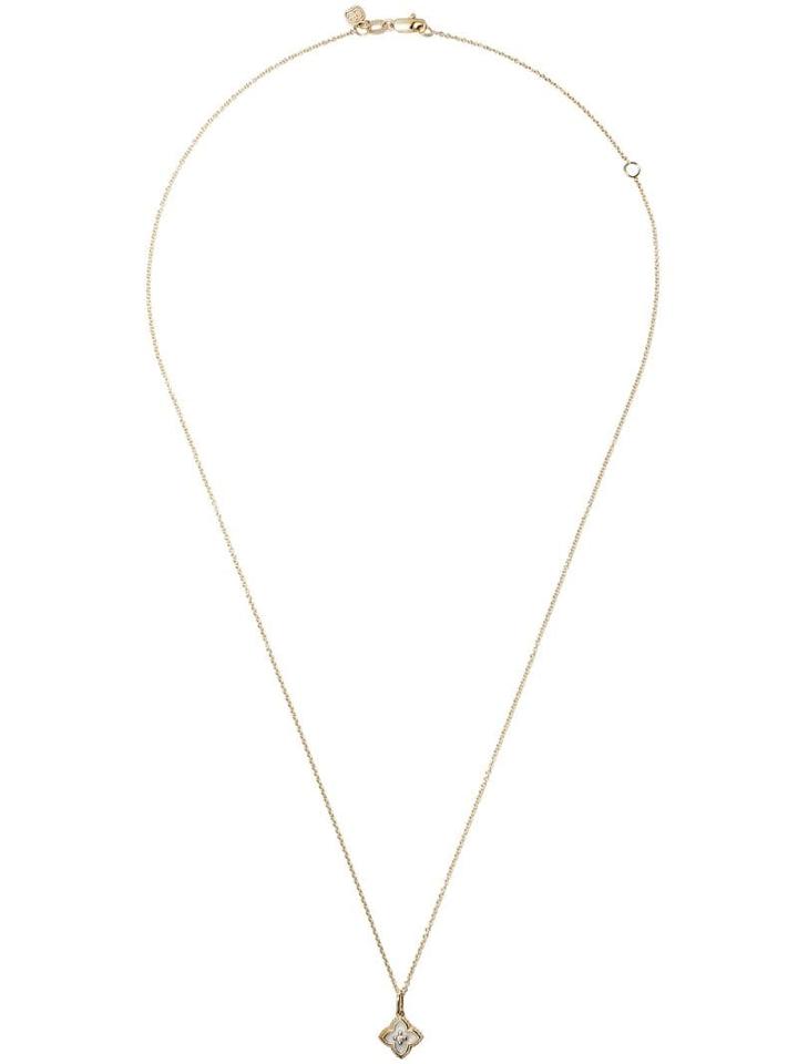 Sydney Evan 14kt White Gold Moroccan Enamel Diamond Flower Necklace