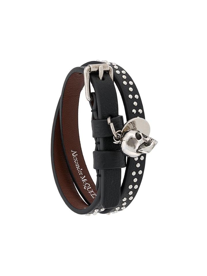 Alexander Mcqueen Studded Wrap Bracelet - Black