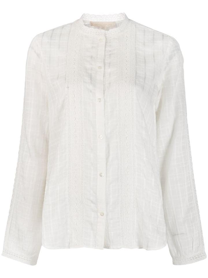 Vanessa Bruno Lace Embroidered Collarless Shirt - White