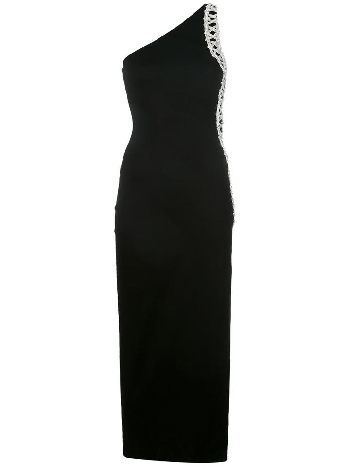 Balmain - One Shoulder Embellished Dress - Women - Cotton/polyamide/viscose - 36, Black, Cotton/polyamide/viscose