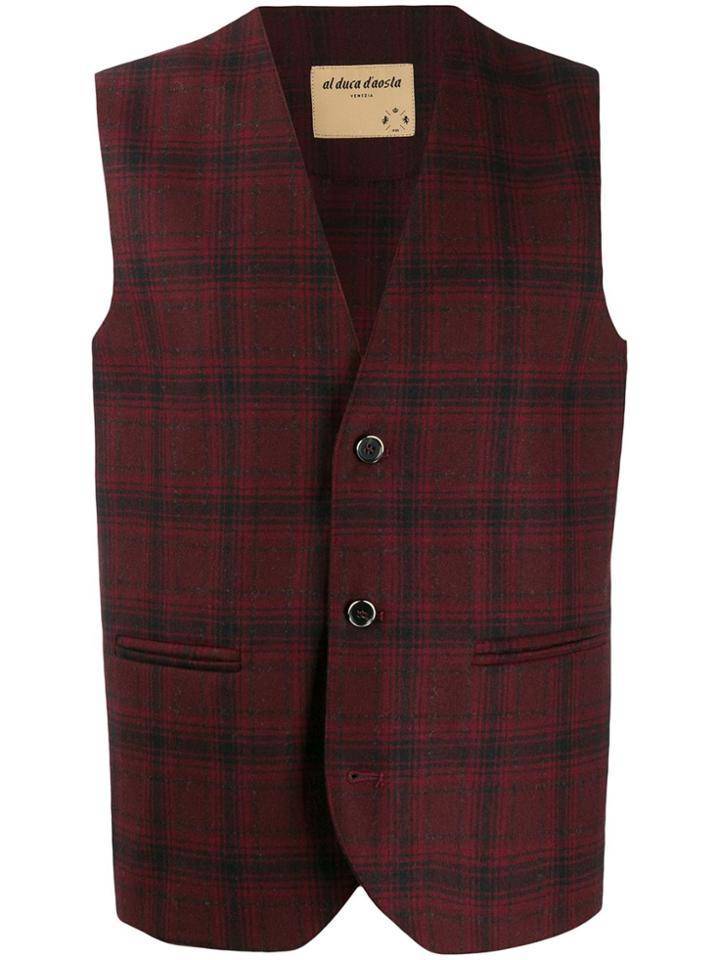 Al Duca D'aosta 1902 Tartan Knit Gilet - Red
