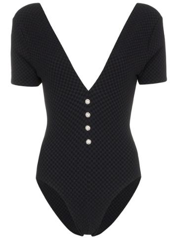 Leslie Amon Deep V-neck Swimsuit - Black