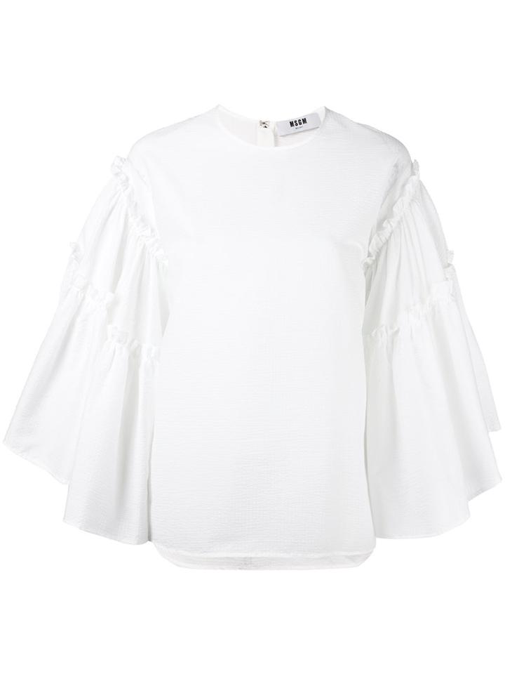 Msgm Flared Top, Women's, Size: 38, White, Cotton/polyester