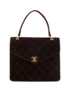 Chanel Pre-owned Velvet Diamond Quilted Tote - Brown