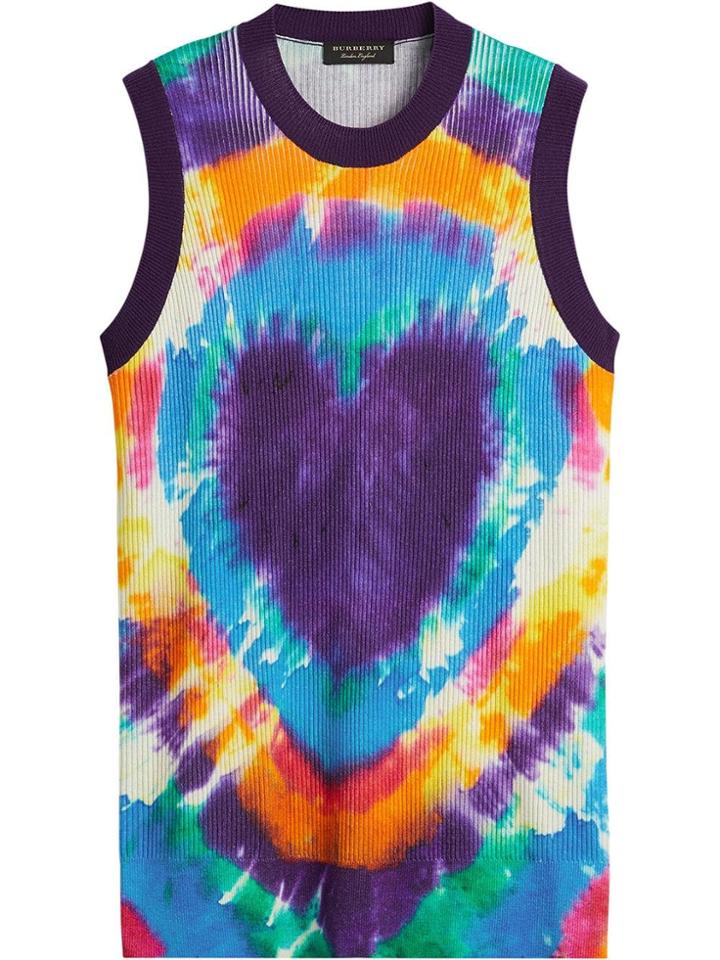 Burberry Tie-dye Print Cashmere Vest - Pink & Purple