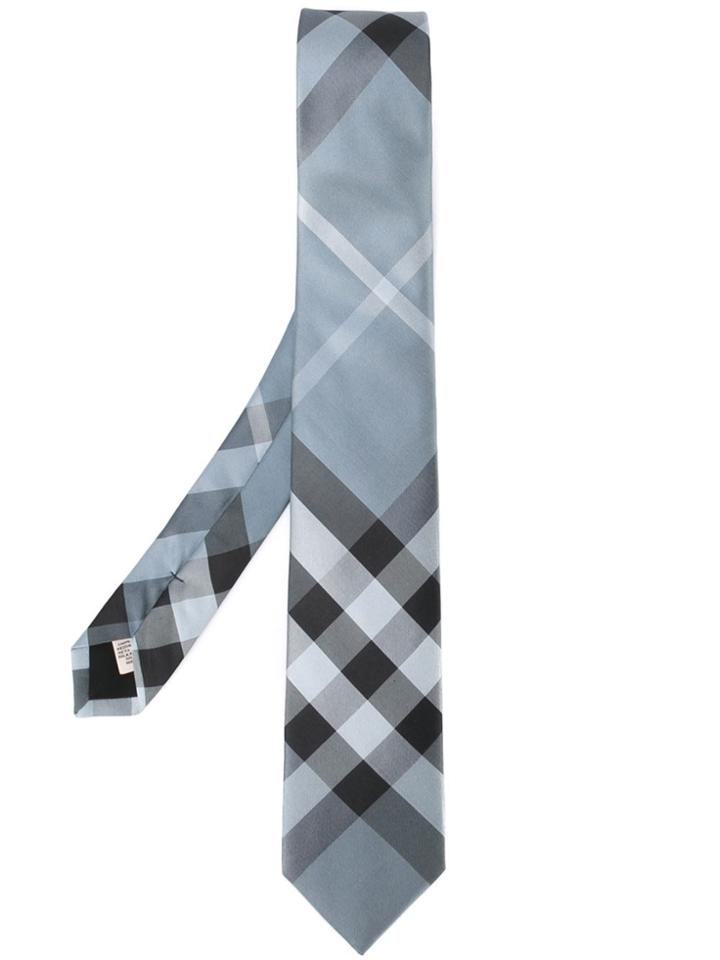 Burberry London Plaid Pattern Tie - Blue