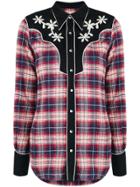 Dsquared2 Floral Embroidered Tartan Shirt - Blue