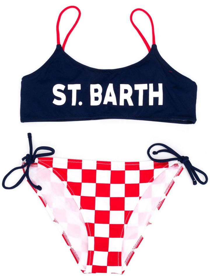 Mc2 Saint Barth Kids Jaiden Checkered Bikini - Blue
