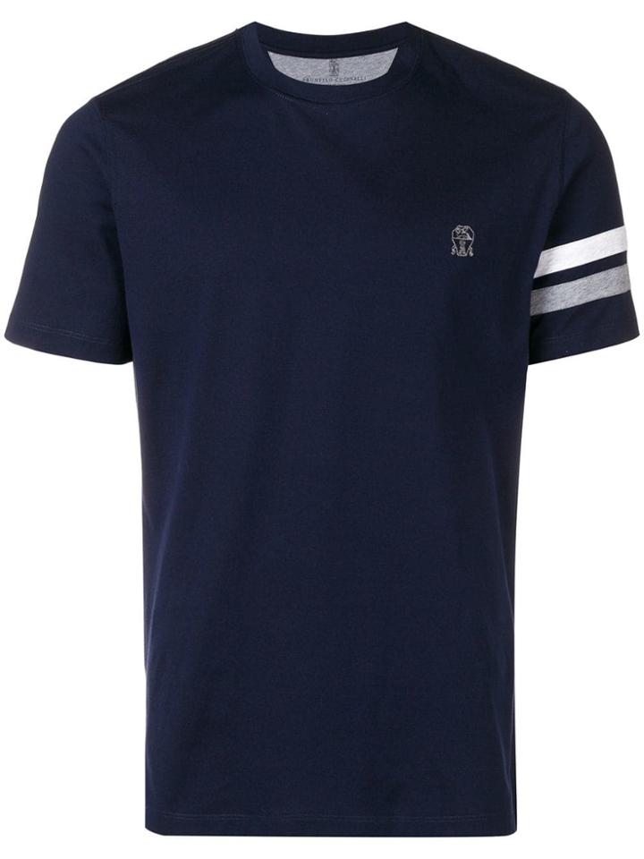 Brunello Cucinelli Embroidered Logo T-shirt - Blue