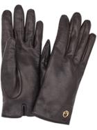 Fendi Leather Logo Gloves - Black