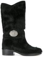 Chanel Pre-owned Cc Plaque Boots - Black