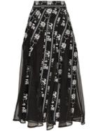 Sacai Fair Isle-panelled Midi Skirt - Black