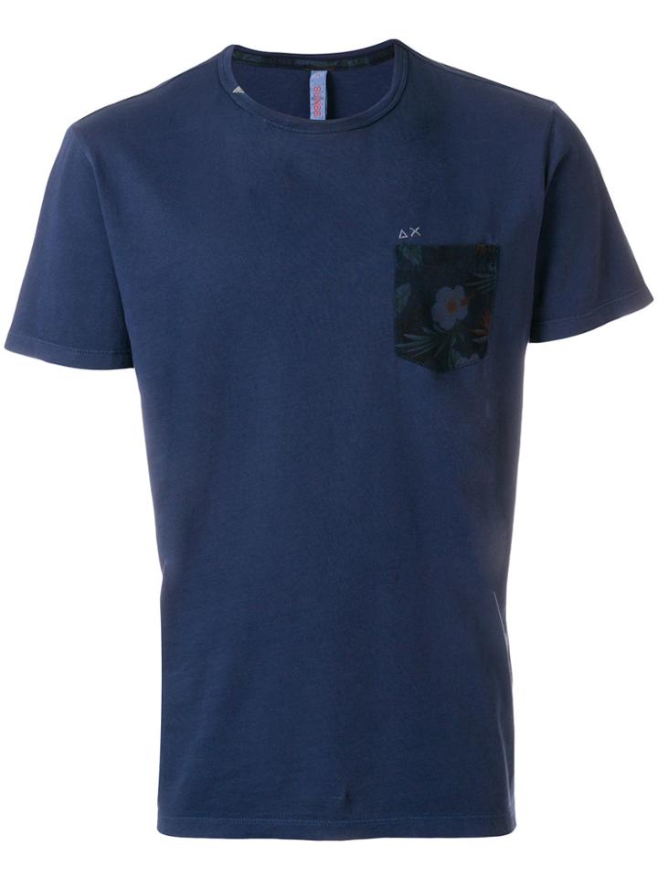 Sun 68 Flower Pocket T-shirt - Blue