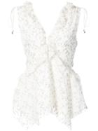 Derek Lam 10 Crosby Sleeveless V-neck Ruffle Top - White