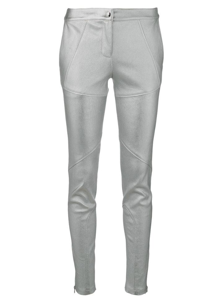 Yves Salomon Stretch Leather Leggings - Metallic