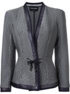 Giorgio Armani Fitted Houndstooth Blazer, Women's, Size: 48, Blue, Polyester/silk