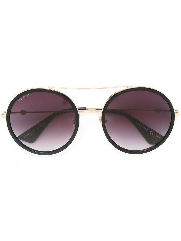 Gucci Eyewear - Round Frame Metal Sunglasses - Women - Acetate/metal - 56, Black, Acetate/metal