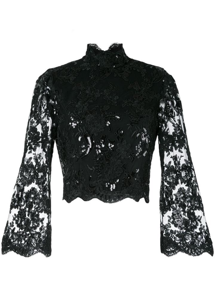 Alice+olivia Trisha Bell Sleeve Blouse - Black