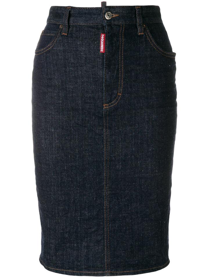 Dsquared2 Knee-length Denim Pencil Skirt - Blue