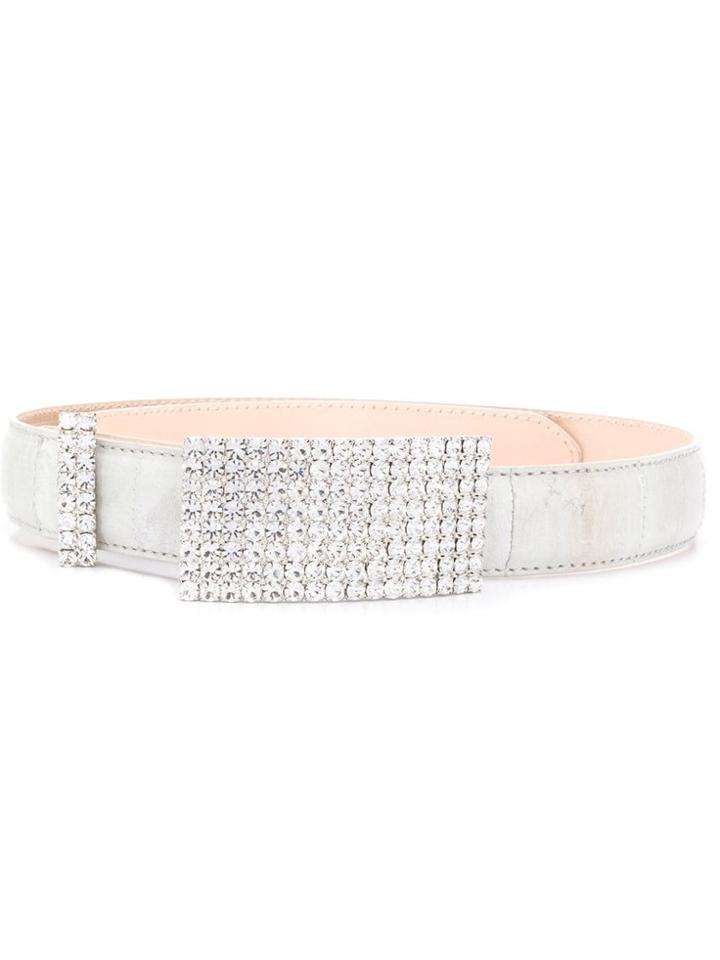 Alessandra Rich Crystal Studded Belt - Neutrals