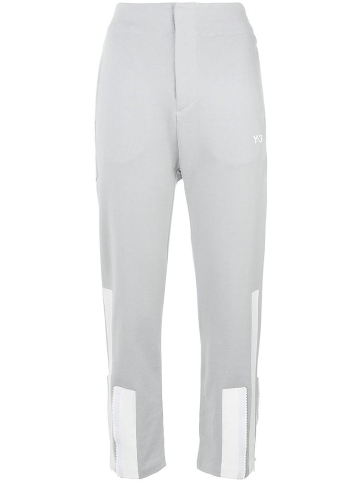 Y-3 Lines Applique Cropped Trousers - Grey
