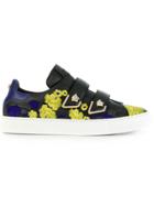 Versace Medusa Touch Strap Floral Embroidered Sneakers - Black