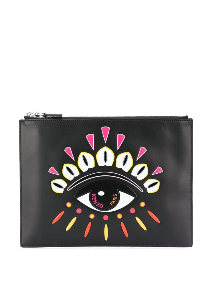 Kenzo Indonesian Flower Eye Clutch - Black