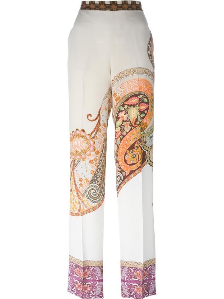 Etro Paisley Print Wide Leg Trousers, Women's, Size: 40, Nude/neutrals, Silk