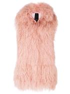 Numerootto Fur Detail Sleeveless Coat - Pink & Purple