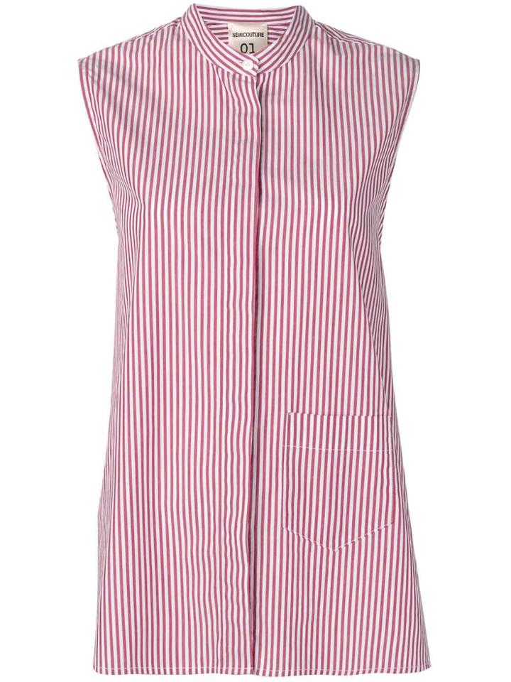 Semicouture Striped Sleeveless Shirt - Red