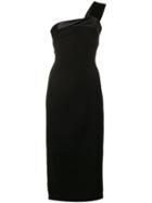 Victoria Beckham Satin Strap Midi Dress - Black