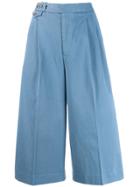 Polo Ralph Lauren Cropped Wide-leg Trousers - Blue