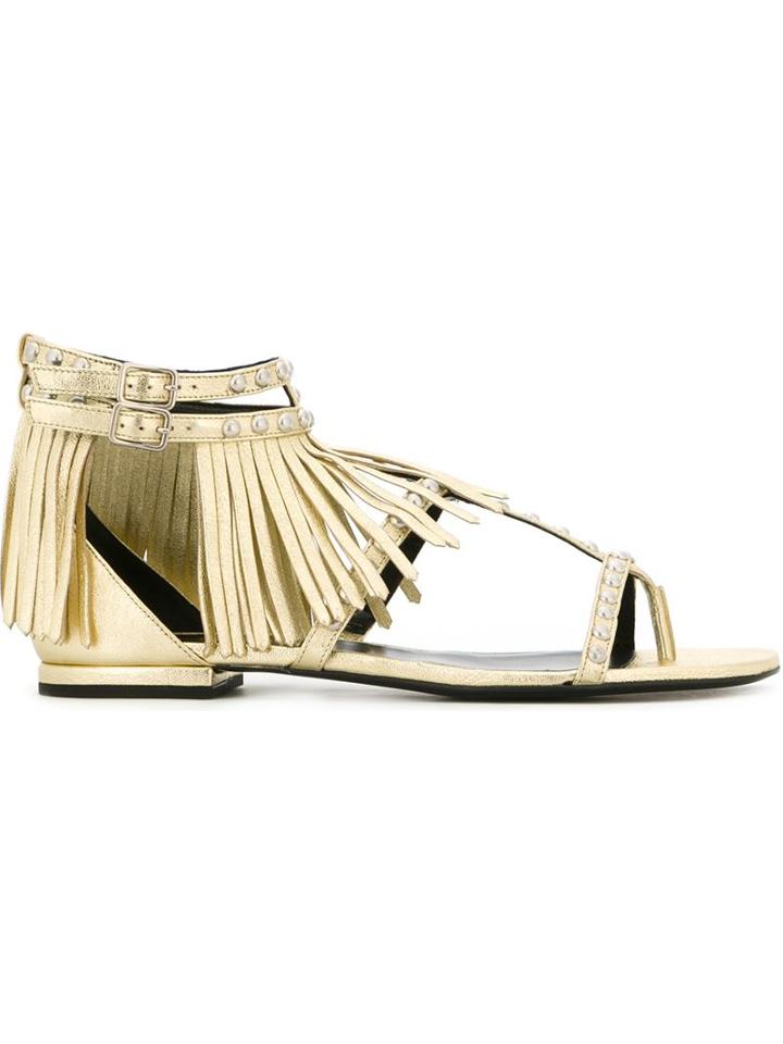 Saint Laurent Nu Pieds Sandals, Women's, Size: 36, Grey, Leather