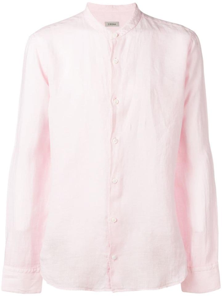 Z Zegna Band Collar Shirt - Pink