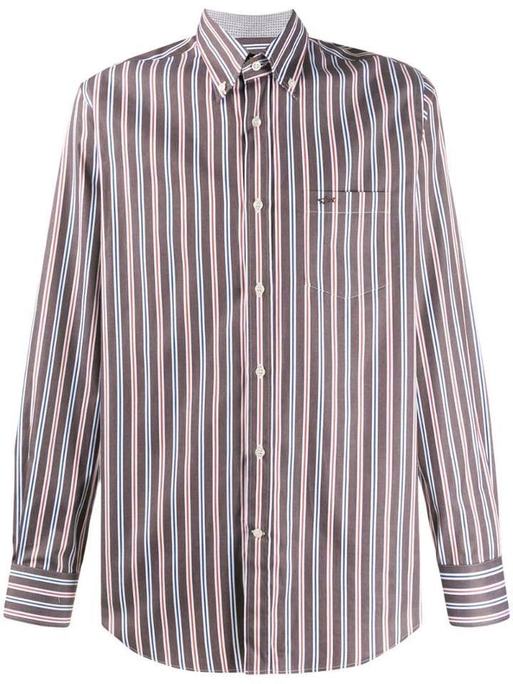 Paul & Shark Striped Cotton Shirt - Brown