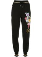 Dolce & Gabbana Floral Embroidered Track Pants - Black