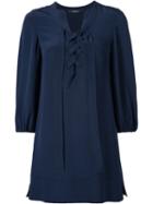 Derek Lam Laced Up Neck Dress, Women's, Size: 38, Blue, Silk