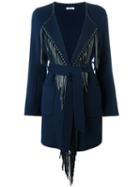 P.a.r.o.s.h. Lofry Fringed Coat, Women's, Size: Medium, Blue, Wool/lamb Skin